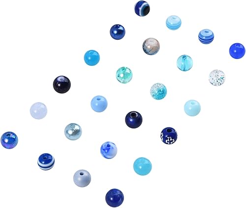 Miniatura 8 de LiQunSweet 24 estilos 0.315 in tema azul redondo cuentas acrílicas espaciador surtido lote para hacer joyas, pulseras, aretes, collar, llavero,