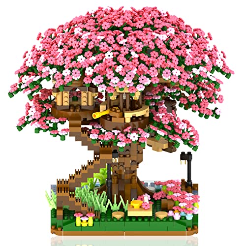 B&LHCX - Juego de construcción de árbol bonsái de flor de cerezo para niñas, mini bloques de construcción, 2138 miniladrillos, casa de árbol Sakura, buena...
