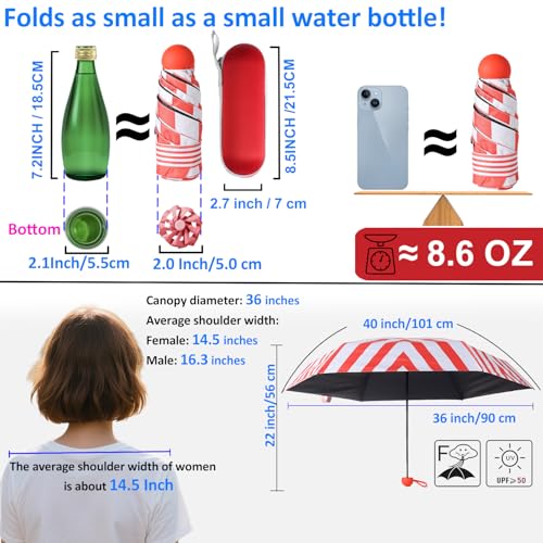 Image of BAODINI Travel Mini Umbrella for Purse with Case-Small Compact UV Umbrella Protection Sun-Lightweight Tiny Pocket Umbrella with Case for Women, Girls