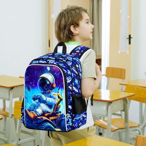 Image of WZLVO 3PCS Dinosaur Backpack for Boys, 16 Inch Kids Water Resistant Preschool Elementary Kindergarten Bookbags and Lunch Box