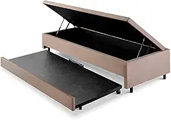 Bicama Solteiro com Baú 88x188 Suede Bege