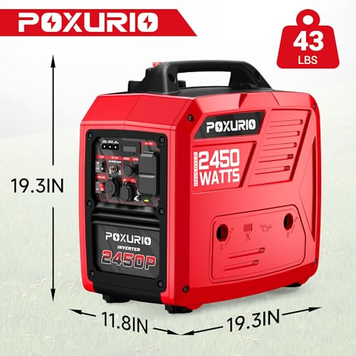 Image of 2450-Watt Dual Fuel Inverter Generator for Home Use, 1.6Gallon Large Fuel Tank Up to 8.3 Hours Use, 120V Gas Powered Generator Super Quiet - EPA Compliant, Red