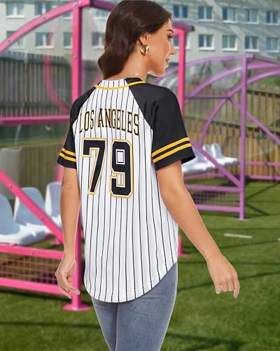 Image of Baseball Jersey Women Baseball Shirts Baseball Team Button Down Jerseys | Game Day Striped Jersey, Perfect for Daily Outings, Photos, Sports, Hip-Hop Party, Campus Wear, Weekend Hangout