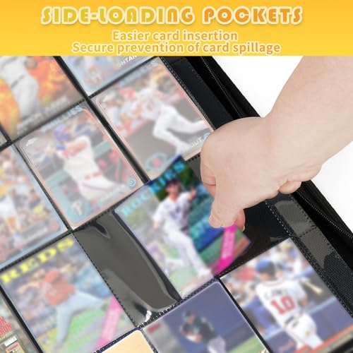 Premium 1000+ Pockets Trading Card Binder, 16-Pocket Ringless Side-Loading Album for TCG, MTG, Lorcana, Sports & Standard-Size Cards (Black1) — view 3