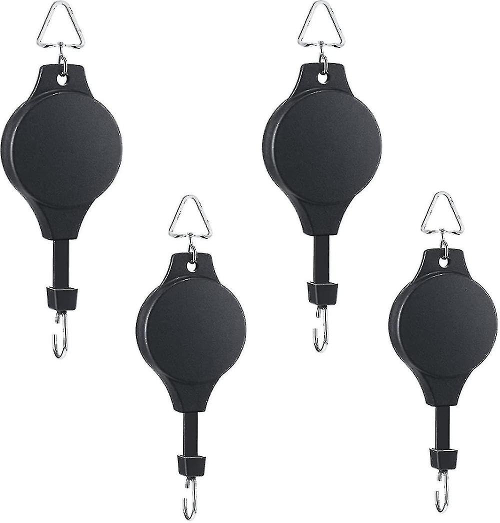JOYHAPPST 4 Pack Plant Pulley Retractable Plant Hook Pulley Adjustable Plant Hanger Hanging Flower Basket for Garden Baskets Pots and Birds Feeder in Different