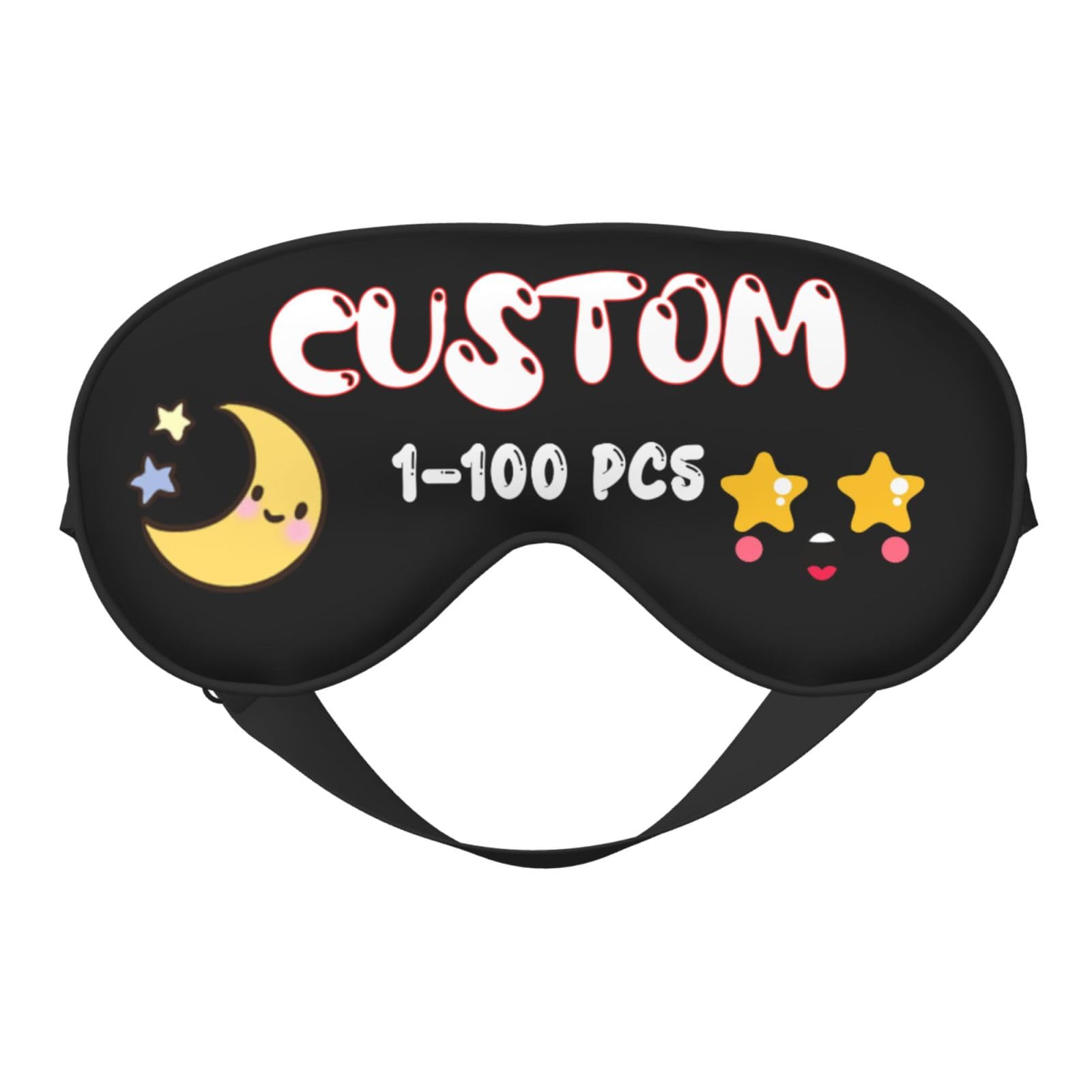 Custom Sleep Mask Add Your Design for Men & Women Personalized Eye Mask with Your Text Logo Image Customized Masks for Gifts Black