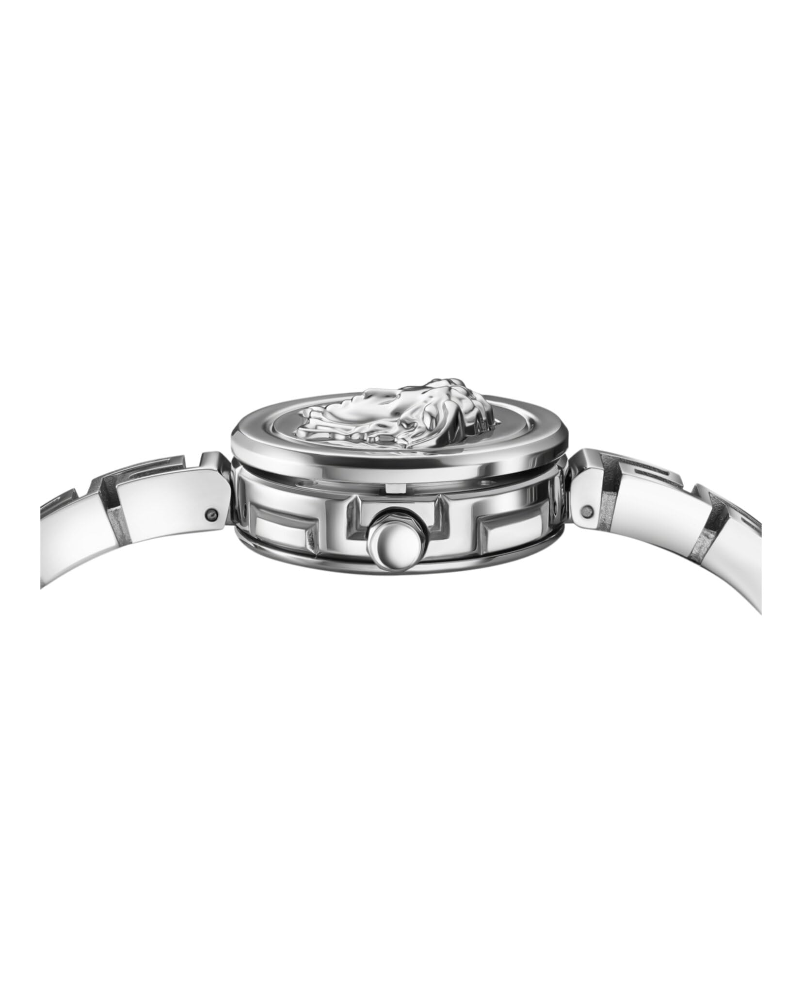 Versace Medusa Secret - Orologio da donna svizzero, di lusso, con quadrante a raggi solari argentati, cassa in acciaio inossidabile da 25 mm, bracciale Greca, chiusura con gioielli, 3 ATM