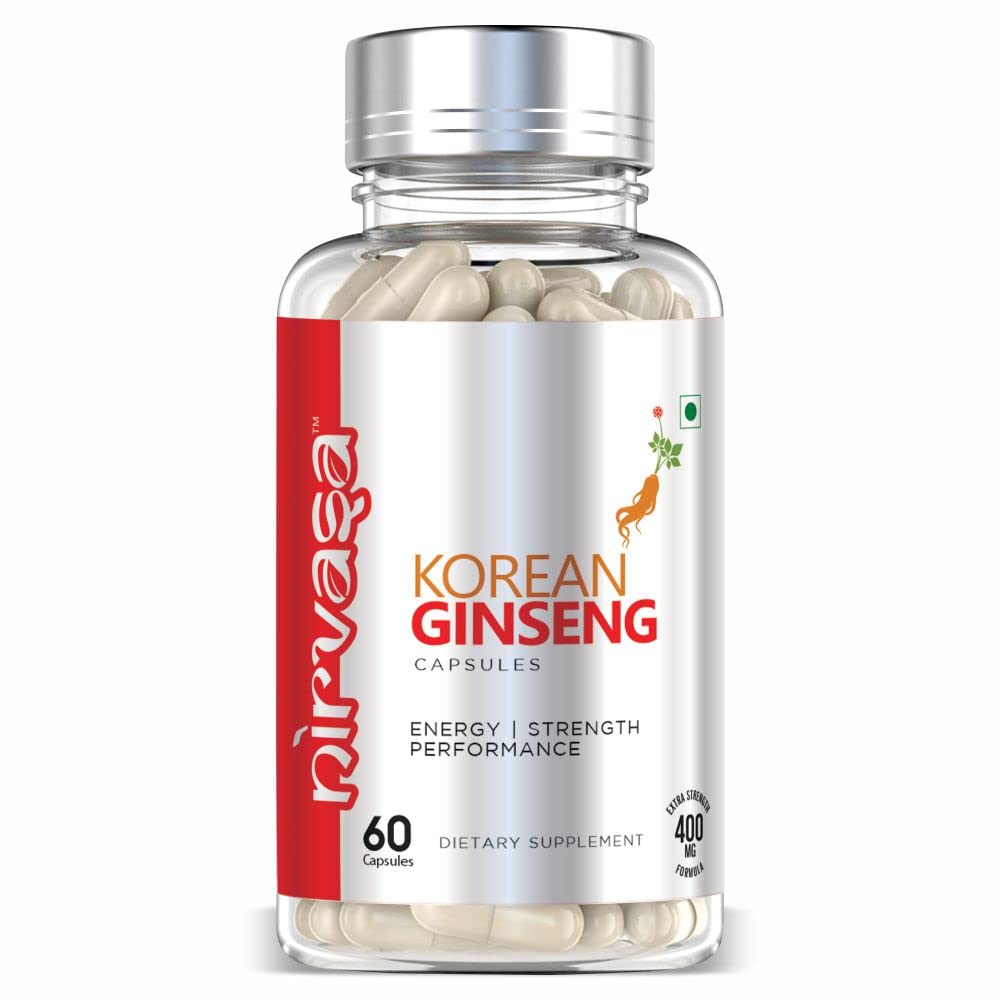 - Nirvasa Pure Korean Gingseng Capsules | Improves Strength - 60 Capsules, Pack of 1