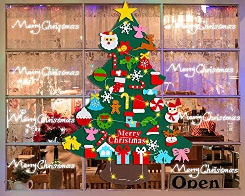 Ywlake Christmas Tree - DIY Felt Christmas Tree, 3.3ft with 40pcs Ornaments and 50 LED Lights, Wall Hanging Ornaments for Kids DIY Xmas Gifts, Home/Door/Wall Decorations