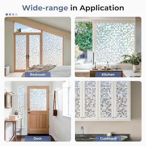 Image of WOO Home Frosted Glass Window Film & Stickers (12 X 72 INCH) Privacy Window Cover for Home & Office - Easy Apply, UV Protection, Removable Decorative Film (Frosted Arrow Design | 1 X 6 SQFT)