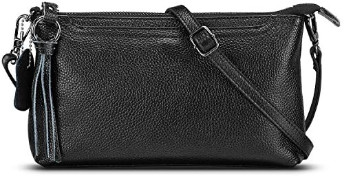 Lecxci Womens Small Leather Crossbody Bag, Zipper Clutch Phone Wallet Purse with [4 Card Slots] for Women (Bronze Silver)