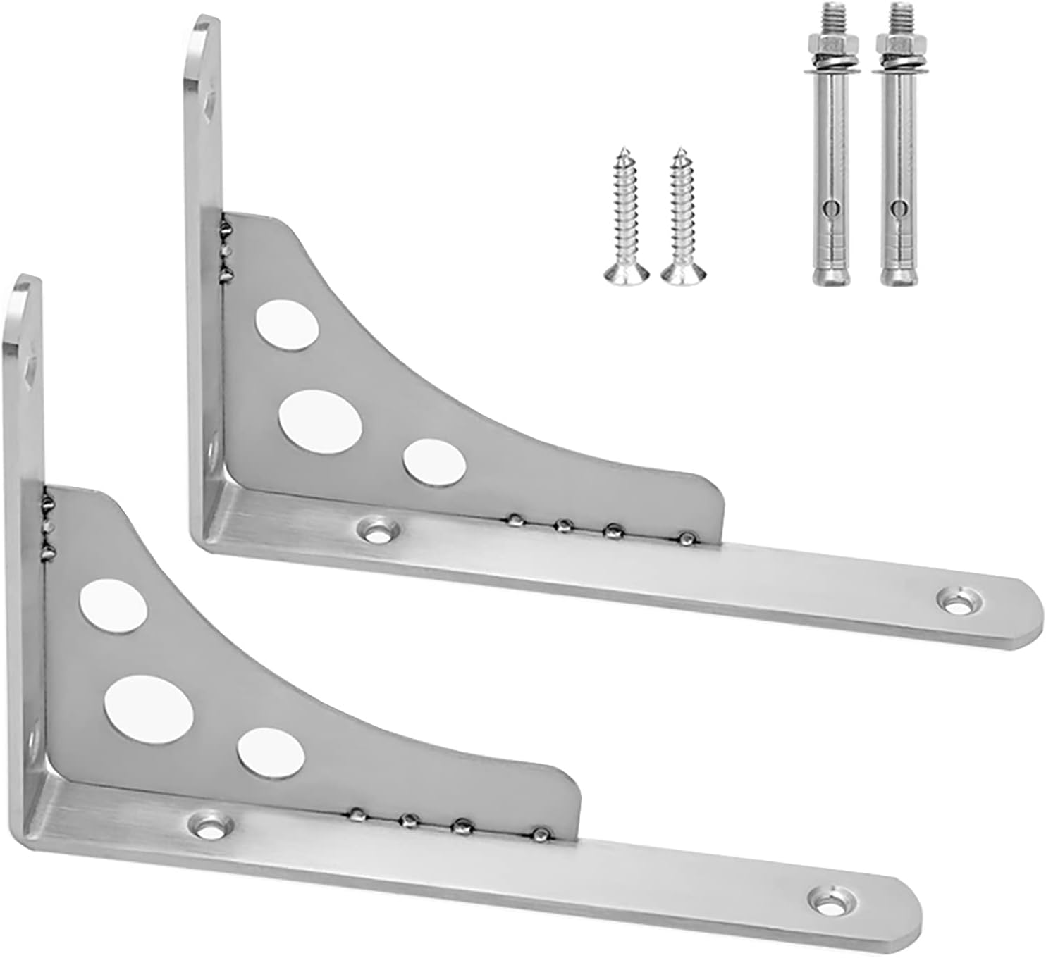Shelf Brackets, with Screws - 2 Pack Metal Shelf Bracket,Shelf Support Angle Brackets for Shelves, L Brackets for Table Work Bench, Space Saving Max Load 242 lb