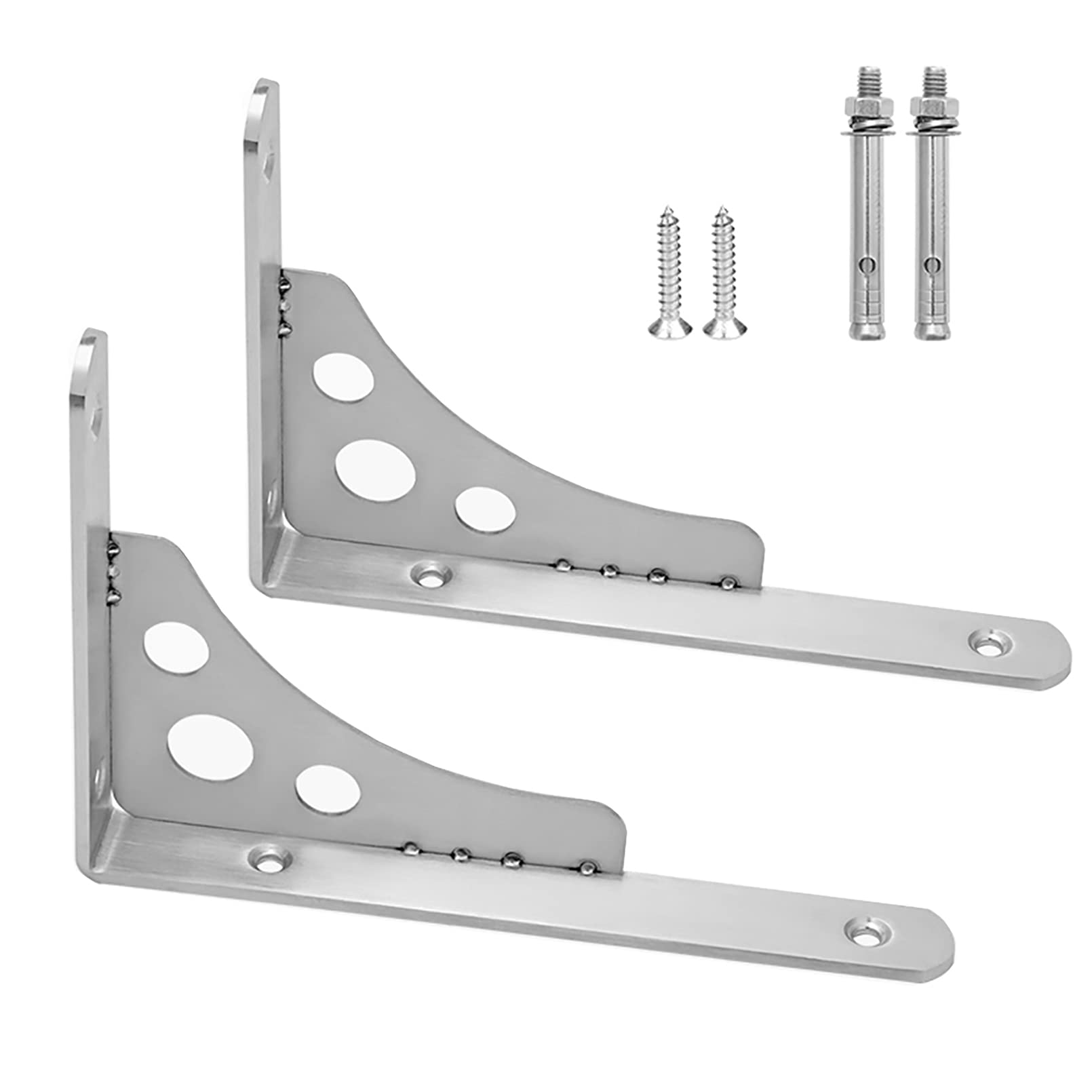 LJHSS Shelf Brackets, with Screws - 2 Pack Metal Shelf Bracket,Shelf Support Angle Brackets for Shelves, L Brackets for Table Work Bench, Space Saving Max Load 242 lb