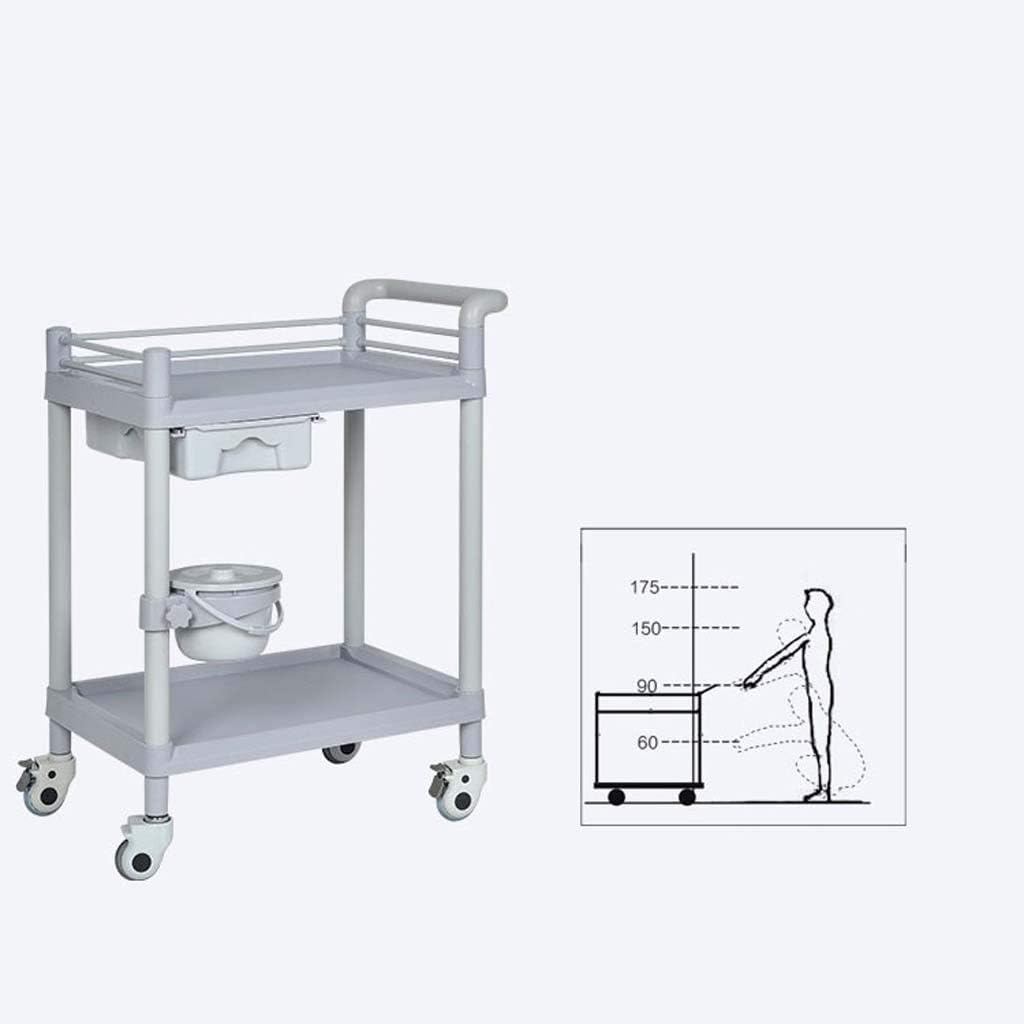 Storage Cart Double Layer with Drawer Beauty Trolley Multifunction Instrument Vehicles Abs Plastic Hospital Clinic Small Carts Load 100 Kg