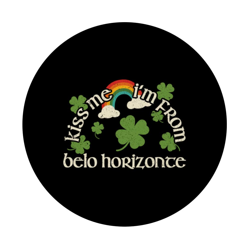 Kiss Me Shamrock - City St. Patrick's Day Belo Horizonte PopSockets Swappable PopGrip, Black - Image 3