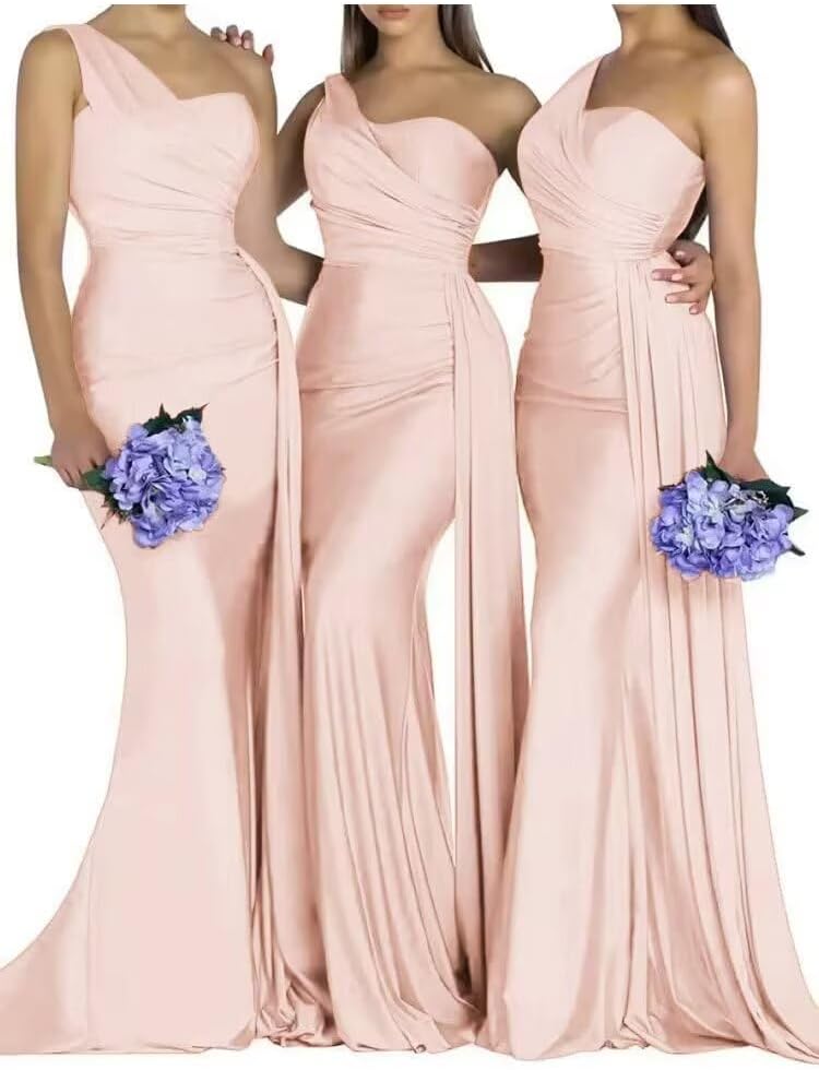 Elegant Satin Mermaid Bridesmaid Dress with Train El Salvador Ubuy
