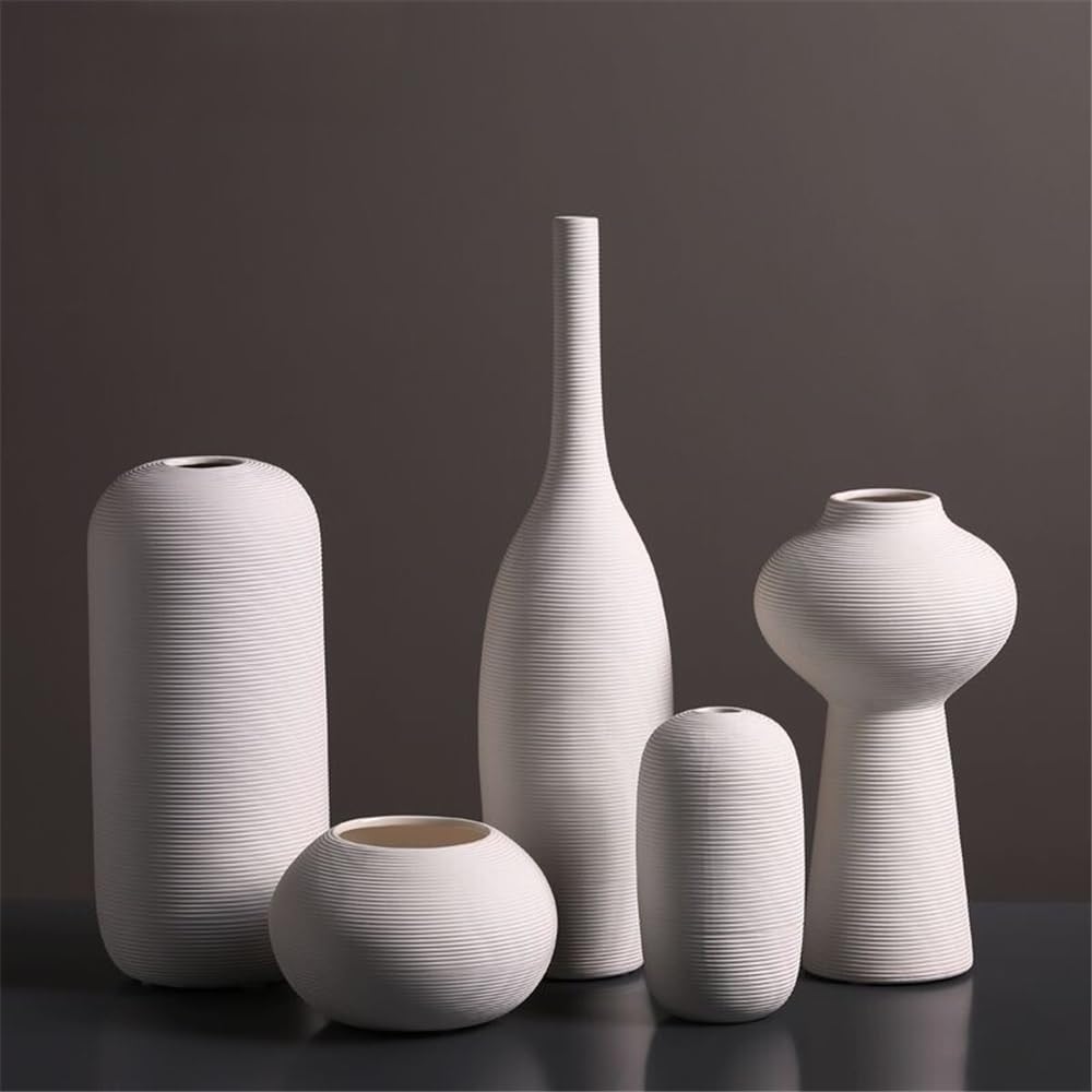 Jarrones Decorativos Modernos Jarrón Combinado de cerámica Blanca for arreglos Florales, for la Entrada de la Sala de Estar del hogar. Jarrones