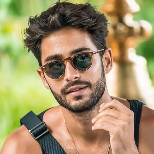 J&L Glasses Classic Polarized Round Sunglasses for Men Women Circle Style Unisex Sun Glasses UV4002