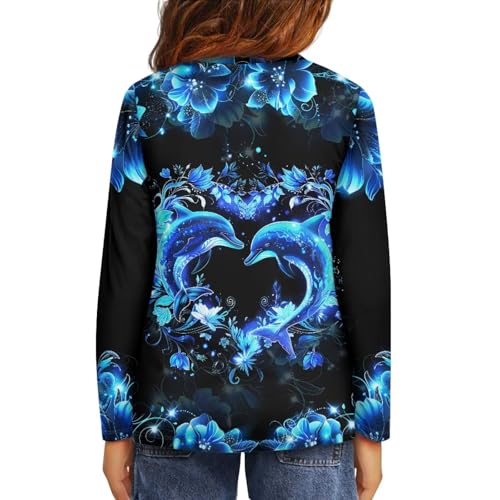 Shirts for Kids Girls Long Sleeve Tee Shirt Cute Crewneck Pullover Tops 3-16Y4