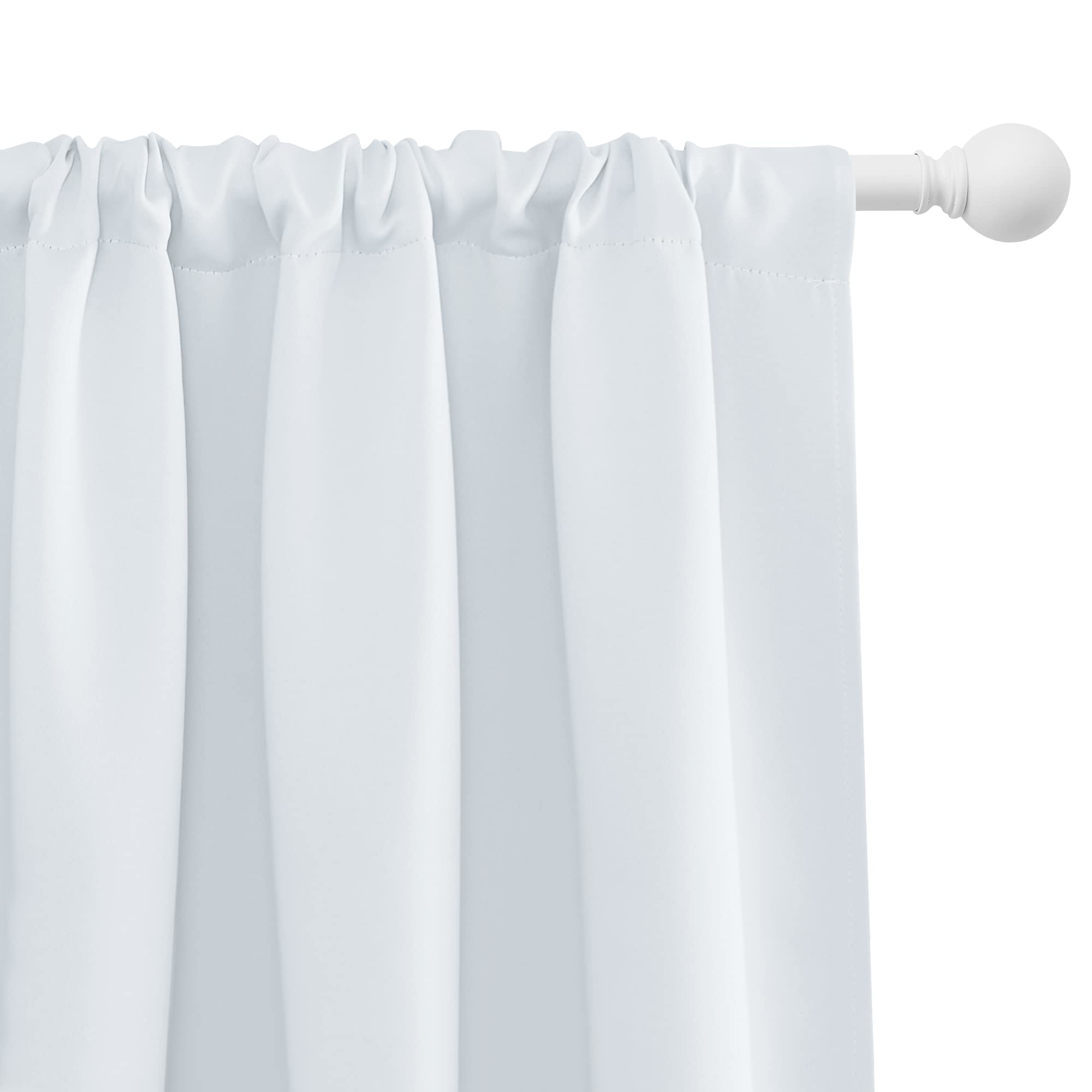 NICETOWN 2 Panels Blackout Curtains 42 x 45 in Greyish White with Single Curtain Rod 48-86 inch