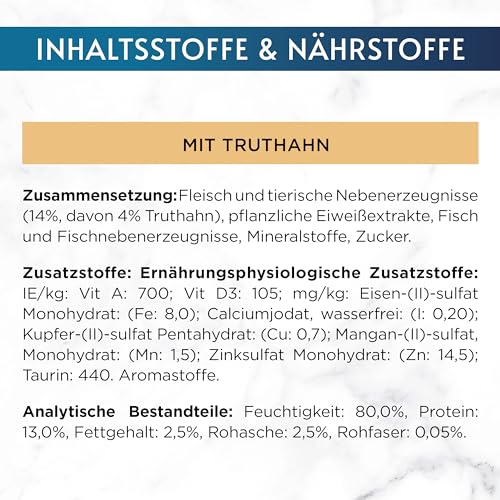 Gourmet Perle Erlesene Streifen Katzenfutter nass, mit Truthahn, 26er Pack (26 x 85g)