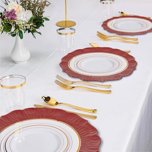 Set de 6 platos cargadores redondos 13 pulgadas rojo miniatura 6