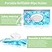 Baby Wipes Dispenser, 2 Pcs Travel Baby Wipe Holder, Refillable Baby Wet Wipe Pouch, Reusable Baby Wipes Container, Portable Wipe Dispenser, Wipe Bags for Travel, blue purple Floral