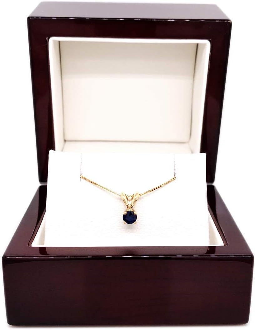 Diamond Wish 1/5 to 1 Carat Blue Sapphire Pendant Necklace in 14k Gold on 18 Inch Chain Spring Ring 4-Prong Basket