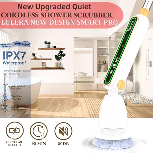 Image of Smart Electric Spin Scrubber PRO| 2025 New Upgraded Quiet Cordless Shower Scrubber with 8 Replaceable Brush Heads|IPX7 Waterproof for Bathroom Tile Grout Kitchen Oven & Floor|Powerful and Efficient
