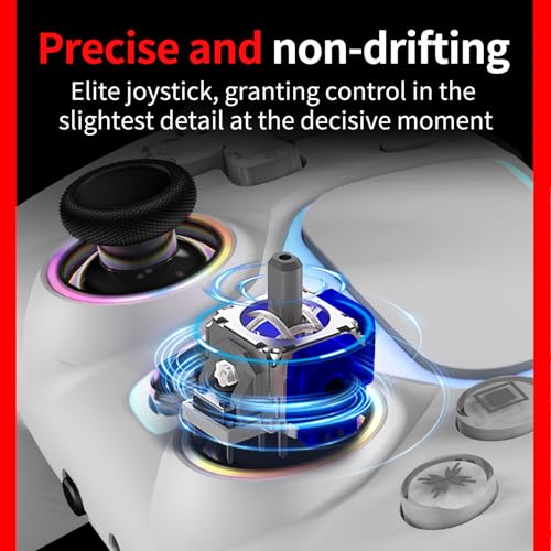 Image of Wireless Controller for PS5, Compatible with PlayStation 5 /PS5 Pro /Slim /PC, with Hall Effect Joysticks, Back Paddles & Macro, Bluetooth 5.0, Turbo, Dual Vibration, 6-Axis Gyro, RGB Ring, 1000mAh, 3.5mm Audio Jack, PS5 Pro Controller Gamepad with Speaker