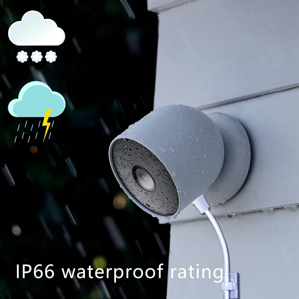 Paquete de 2 cables de carga de alimentación USB de 10 m, cable de carga más grueso, compatible con cámara Google Nest Cam (versión de batería), cable de carga extendido, resistente a la intemperie
