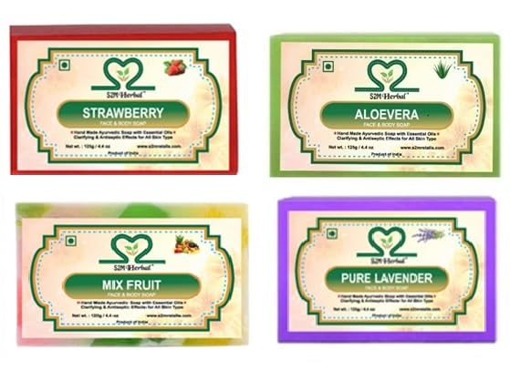 Image of Mix fruit,Alovera,Starwberry, & Lavender soap (4 x 125 g)