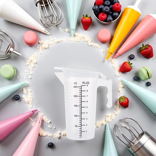 Vaso medidor plástico 250 ml con tapa y asa miniatura 2