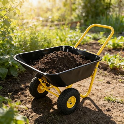 Carrito de Jardín Resistente de Dos Ruedas con Gran Capacidad y Neumáticos para Manejo Eficiente al Aire Libre miniatura 5