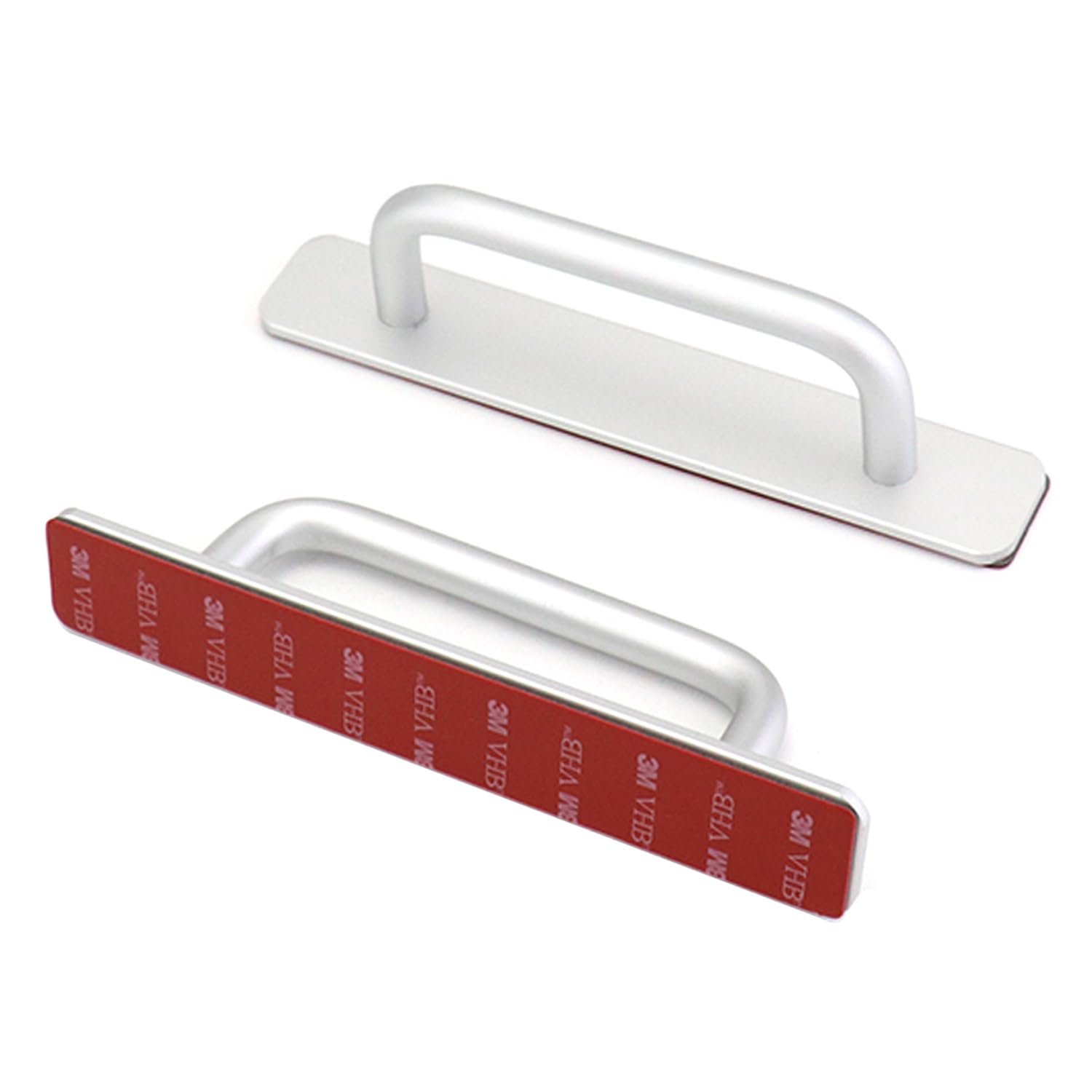 QWORK® 2 Pezzi Maniglia Autoadesiva per Porta Scorrevole, Maniglione Porta Esterna in Lega di Alluminio per Porte e Finestre, Cassetti, Armadi, Argento,148 x 25 mm Argento