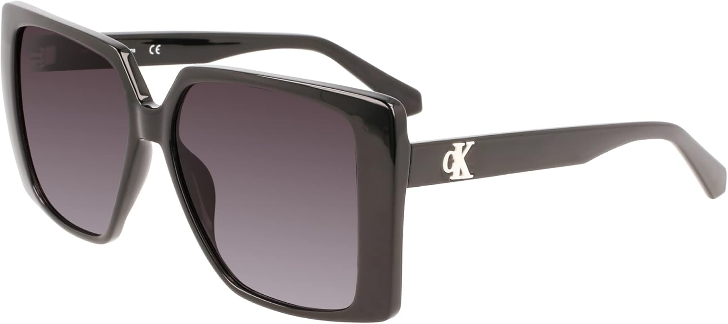CALVIN KLEIN JEANS Women's CKJ22607S Square Sunglasses, Black, One Size