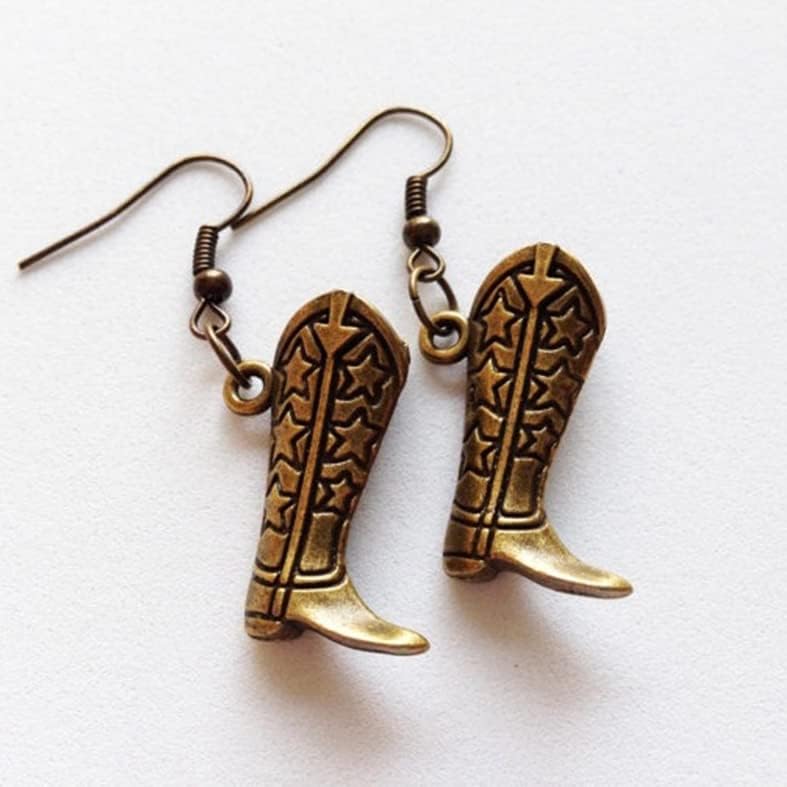 5 Pairs Punk Cowgirls Boot Western Earrings for Women Cowboy Hat Boho Dangle Drop Earrings Cool Rodeo Country Gift - Image 3