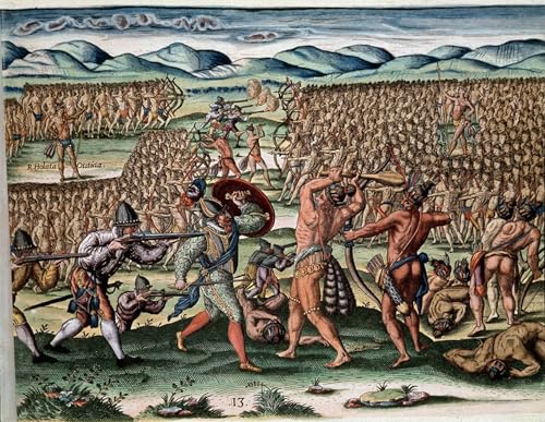 Tableaux Toile Décoration Murale Théodore De Bry Peinture Combat 60x90
