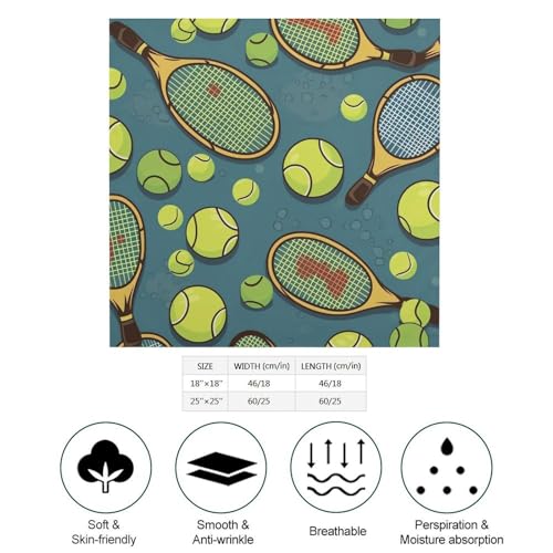 Tennis Racquets And Tennis Balls Silk Scarf for Women Square Hair Neck Scarves Fashion Neck Scarf Soft Satin Headscarf2