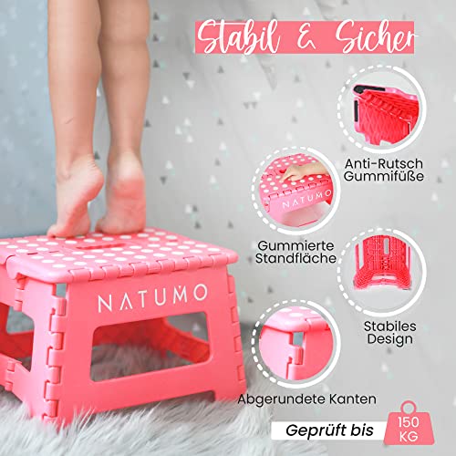 NATUMO® Tritthocker Kinder, Klapphocker faltbar, Leichter und Rutschfester Kinder Hocker Bad & Toilette, Klapptritt für Badezimmer, Küche und Garten, 22cm (Schwarz)