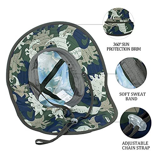 Image of Kids Sun Hat UPF 50+ Boy Girl Protection Hat Wide Brim Beach Hats with Mesh and Adjustable Chin Strap