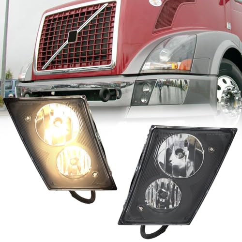 LEAVAN Fog Lights Compatible with 2003-2017 Volvo VN VNL 630 670 730 780 Truck Replacement Halogen Lamps Pair Left Driver Side and Right Passenger Side(Black) by LEAVAN - Used condition - US$37.82