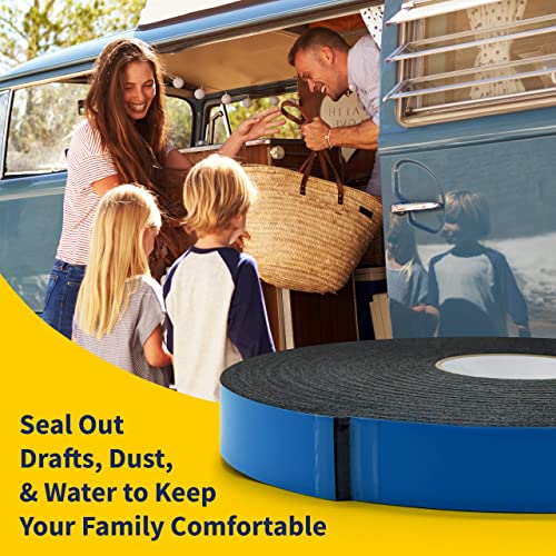 Self Adhesive Camper Mount Foam Tape 3/16In X 1 1/4In X 33Ft For Truck Shells, Rvs, Cars, Boats And Home. Helps Stop Vibrations, Scratches And Squeaks. Seal Around Air Conditioners, Doors And Windows #TOP3