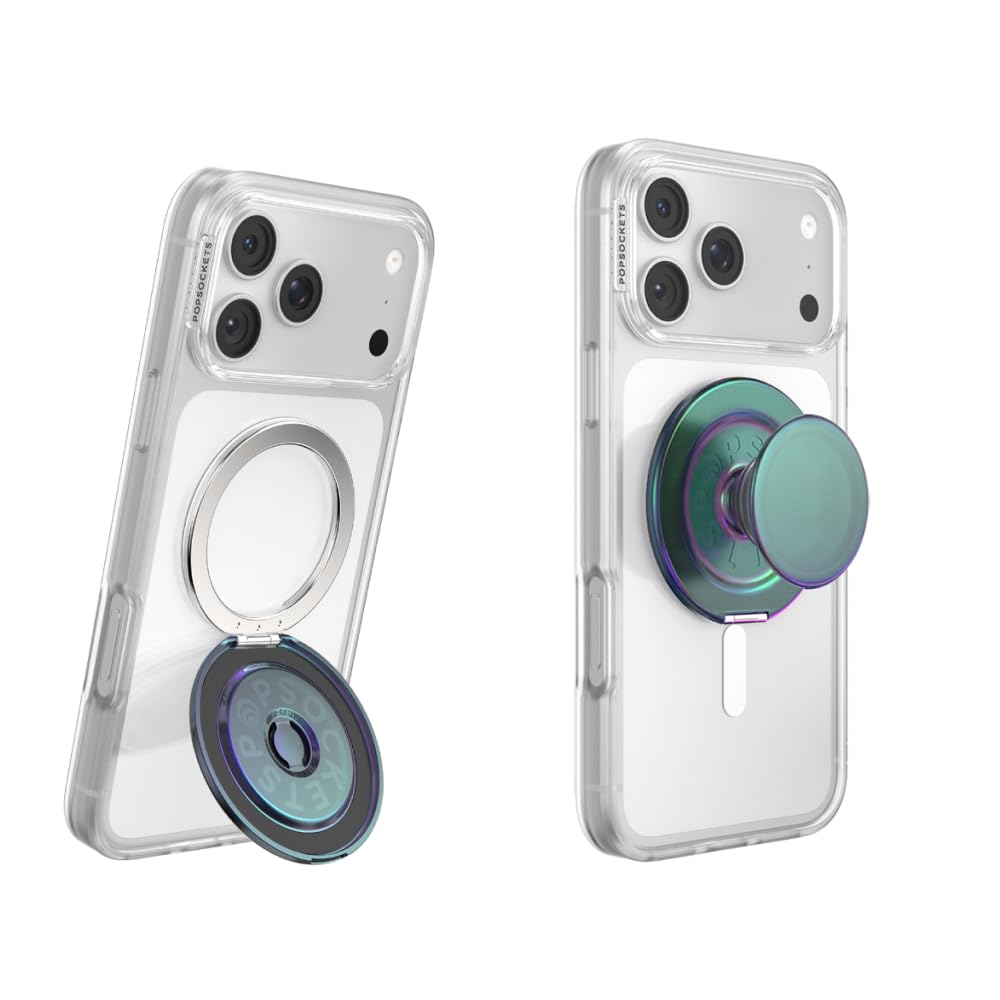 PopSockets Kick-out Grip para MagSafe, Agarre de teléfono con Soporte de teléfono Incorporado, Soporte Ajustable para Retrato o Paisaje, Agarre magnético Fuerte, Compatible con Carga inalámbrica