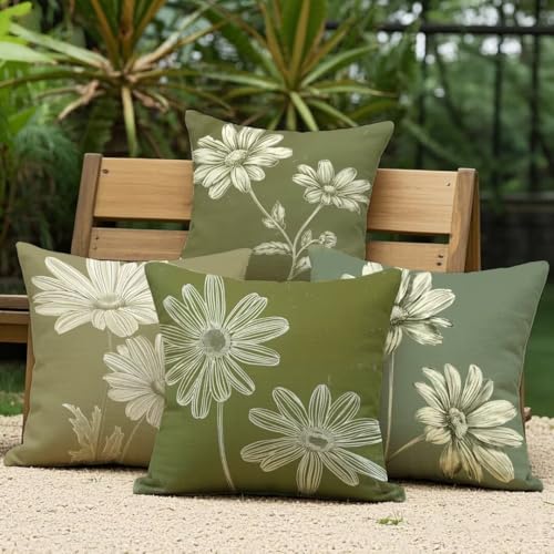 Fermeture éclair invisible sur cette housse de coussin 35x35cm vert en lin