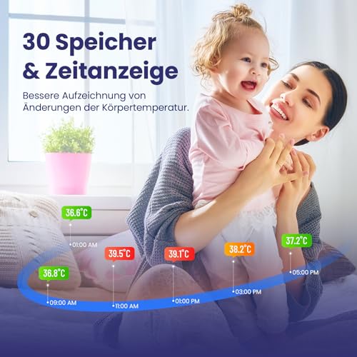 Ohrthermometer für Baby Erwachsene, Ohr Fieberthermometer mit Alter Präzision und farbcodierte...