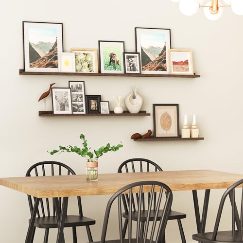 Rustic State Wall Ledge Shelf Set of 3 – 60”, 36”, 24” Floating Wood Shelves – Rustic Wall Mounted Picture Ledges for Living Room, Bedroom, Kitchen, Bathroom – Decorative Display Storage - Thumbnail 6