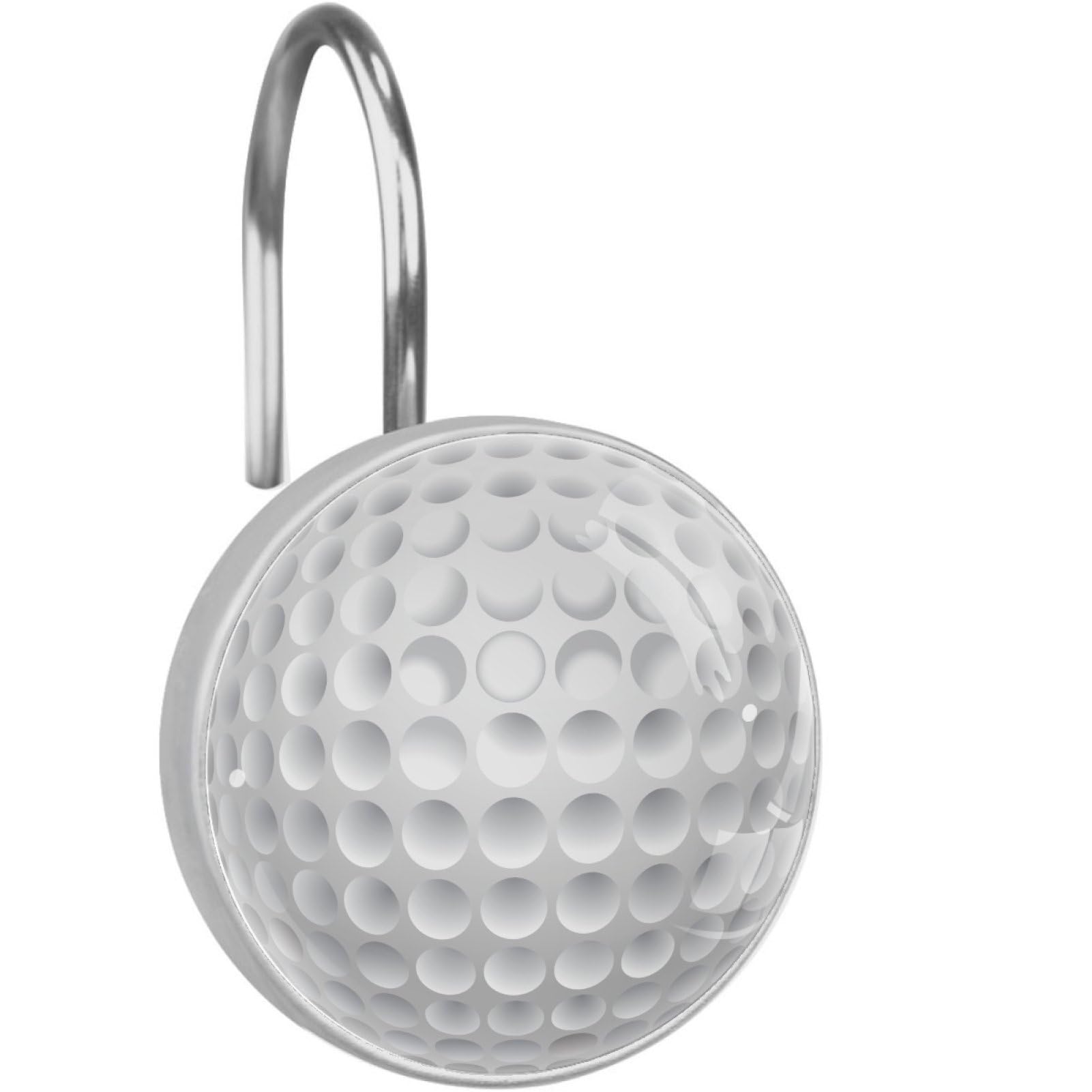 12Pcs Golf Ball White Shower Curtain Hooks, Decorative Shower Curtain Rings for Bathroom, Rustproof Stainless Steel Shower Hangers Bathroom Accessories