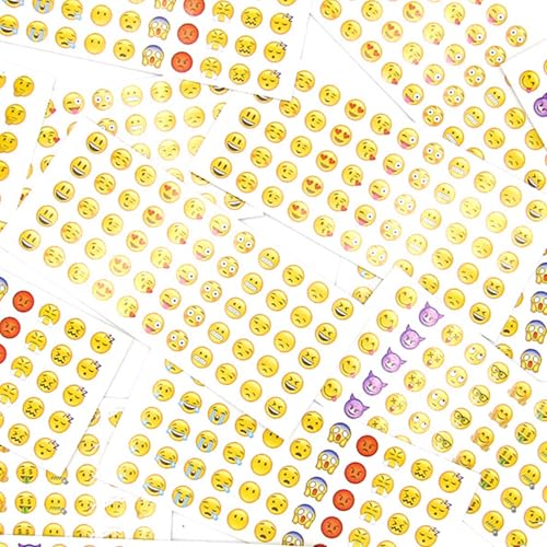 OUDQFCJ Smiley Aufkleber Set - 600 Stück 10 Verschiedene Emotionen | Für Moderationskarten & DIY