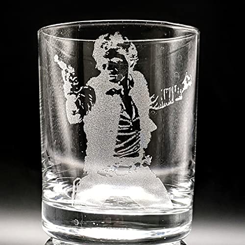 HAN SOLO Engraved Whiskey Rocks Glass | Inspired by the Classic Sci-Fi Movie | Great Christmas Present Idea | Unqiue Jedi Bourbon Gift for Space & Science Fiction Fantasy Film Enthusiasts